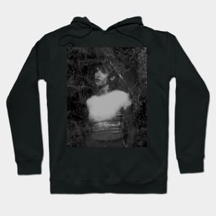 Beautiful girl, grayscale. Some white splatters. Dark and beautiful. Hoodie